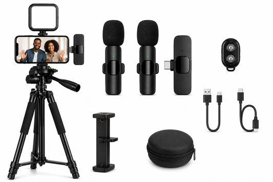 pack Trépied composé + Micros Sans Fil + Lumière LED