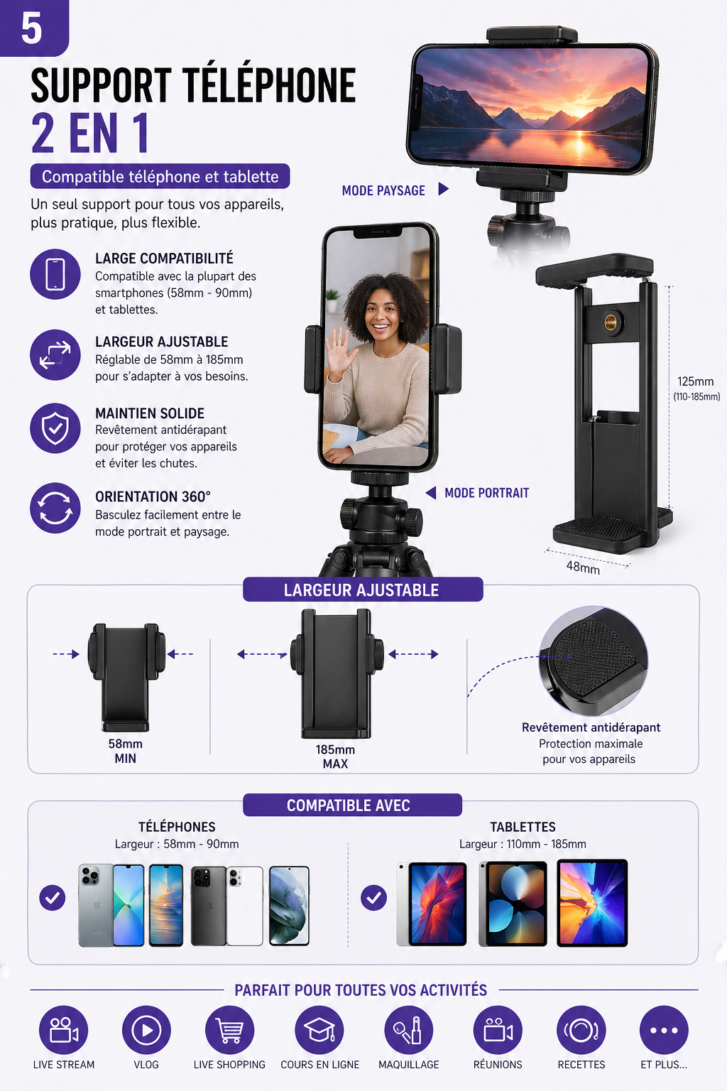 pack Trépied composé + Micros Sans Fil + Lumière LED